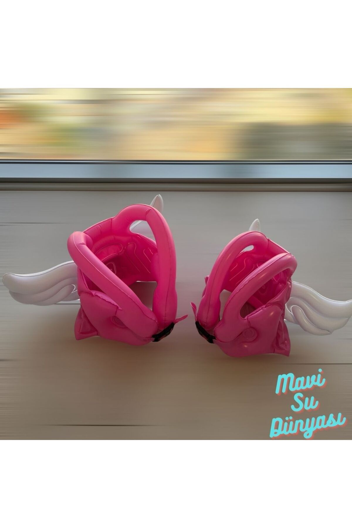 Çocuk Şişme Can Yeleği Can Simidi Kanatlı Pembe Renk Deniz Havuz - Mavi Su Dünyası Pembe - S