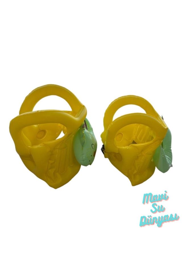 Çocuk Şişme Can Yeleği Can Simidi Kanatlı Pembe Renk Deniz Havuz - Mavi Su Dünyası Sarı - XS