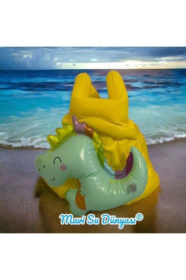 Çocuk Şişme Can Yeleği Can Simidi Kanatlı Pembe Renk Deniz Havuz - Mavi Su Dünyası Sarı - XS