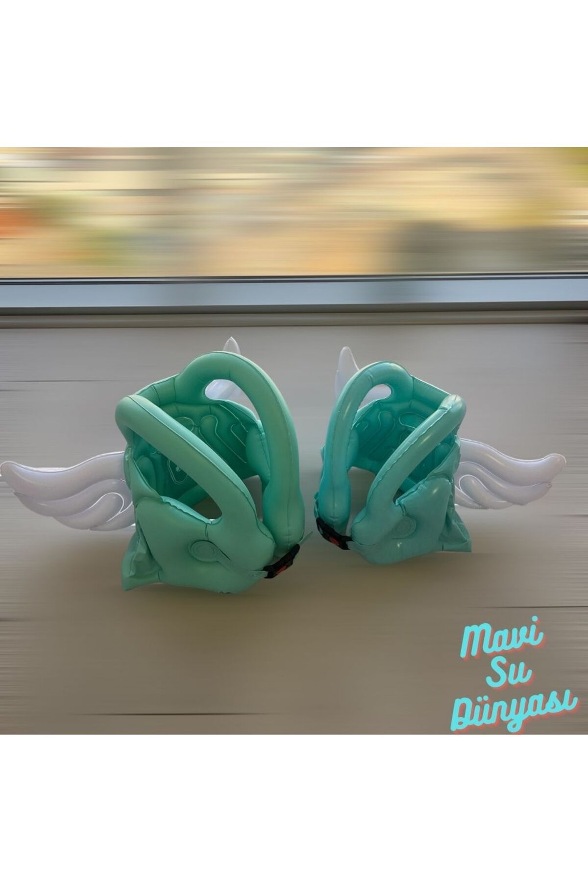 Çocuk Şişme Can Yeleği Can Simidi Kanatlı Pembe Renk Deniz Havuz - Mavi Su Dünyası Mavi - S