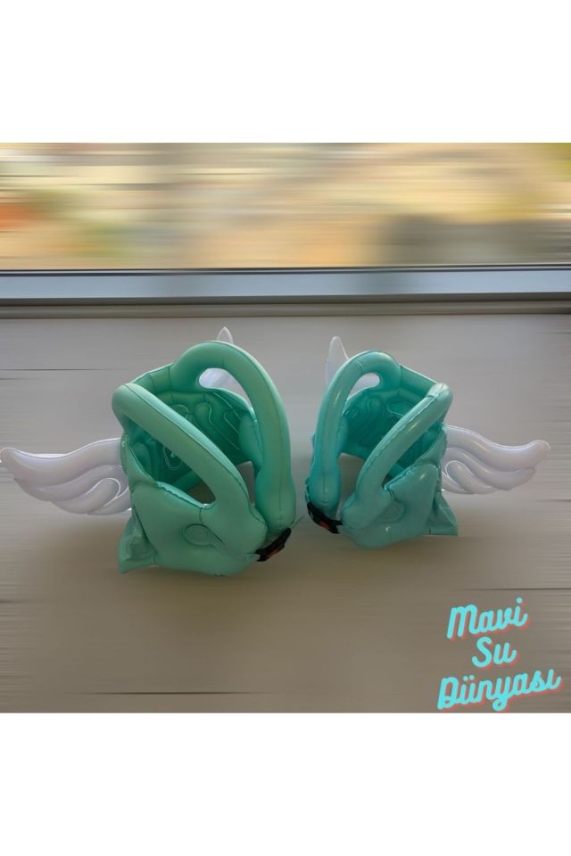 Çocuk Şişme Can Yeleği Can Simidi Kanatlı Pembe Renk Deniz Havuz - Mavi Su Dünyası Mavi - S