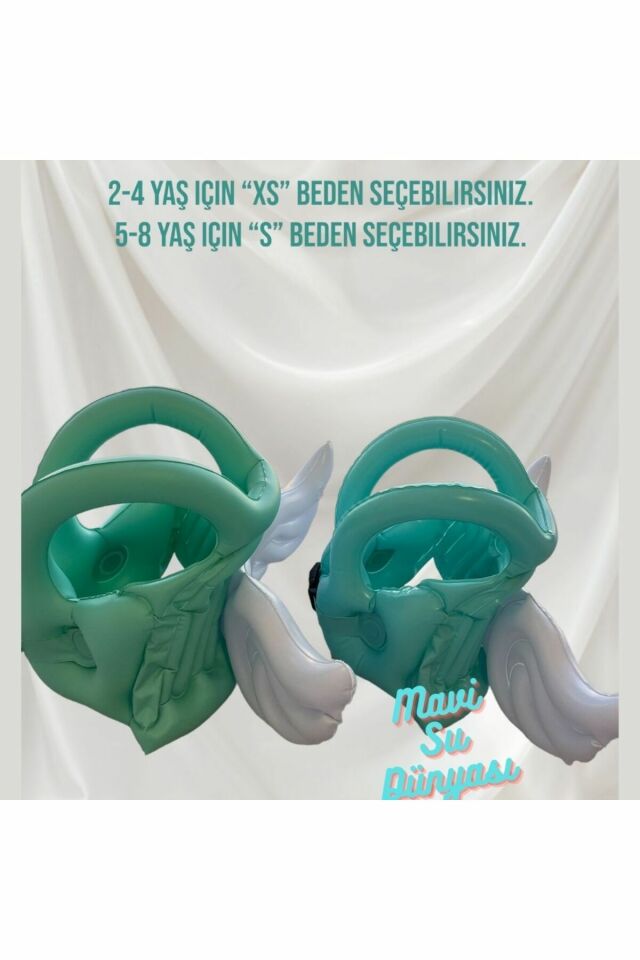 Çocuk Şişme Can Yeleği Can Simidi Kanatlı Pembe Renk Deniz Havuz - Mavi Su Dünyası Mavi - S