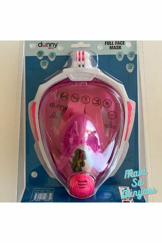Full Face S/M Maske Şnorkel Set Takımı Pembe Renk - Mavi Su Dünyası