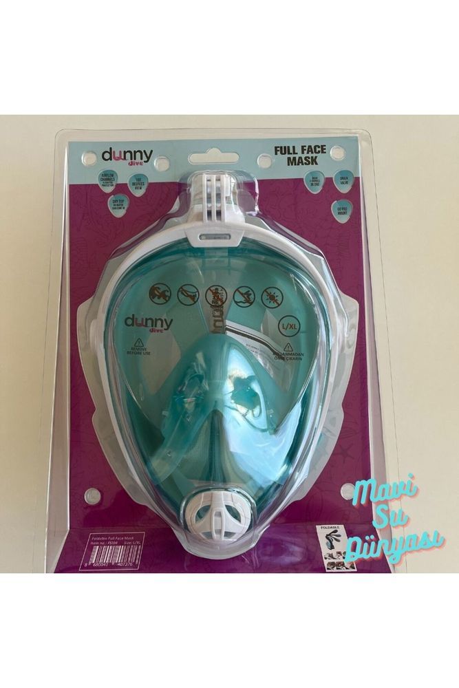 Full Face S/M Maske Şnorkel Set Takımı Yeşil Renk - Mavi Su Dünyası