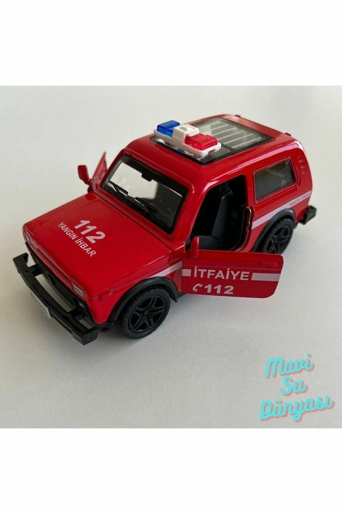 Çek Bırak Araba 12 Cm Çelik Kırmızı 112 İtfaiye Yangın Arabası | Mavi Su Dünyası