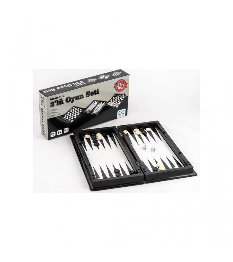 Çantalı Manyetik 3 lü Oyun Seti Dama Tavla Satranç