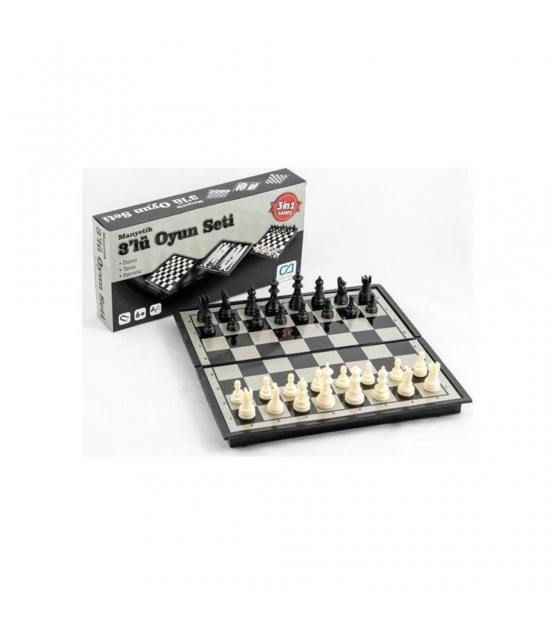 Çantalı Manyetik 3 lü Oyun Seti Dama Tavla Satranç