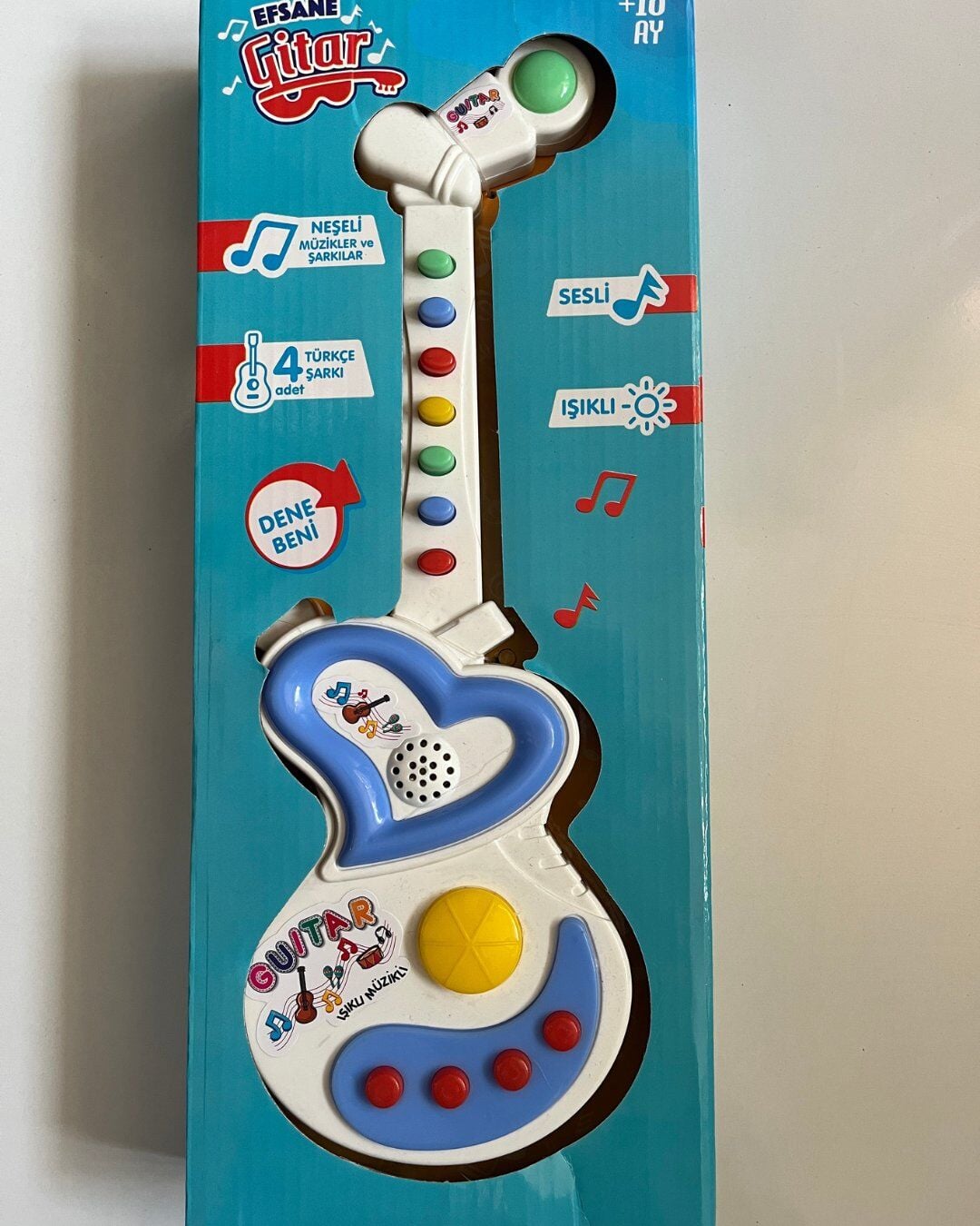 Müzikli Gitar 30 Cm  | Işıklı Müzikli Gitar | 4 Türkçe Şarkı