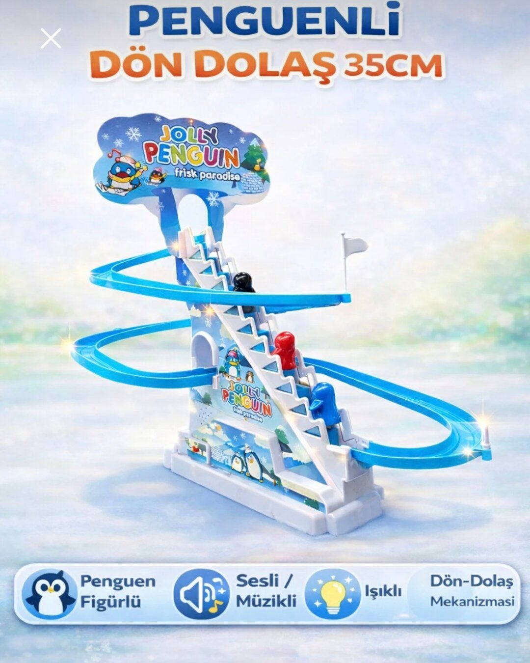 Merdivenli Penguen Seti | Müzikli ve Işıklı | Dön Dolaş Penguen Oyunu | Merdivenden Çıkıp Kaydıraktan Kayan Yavru Penguen