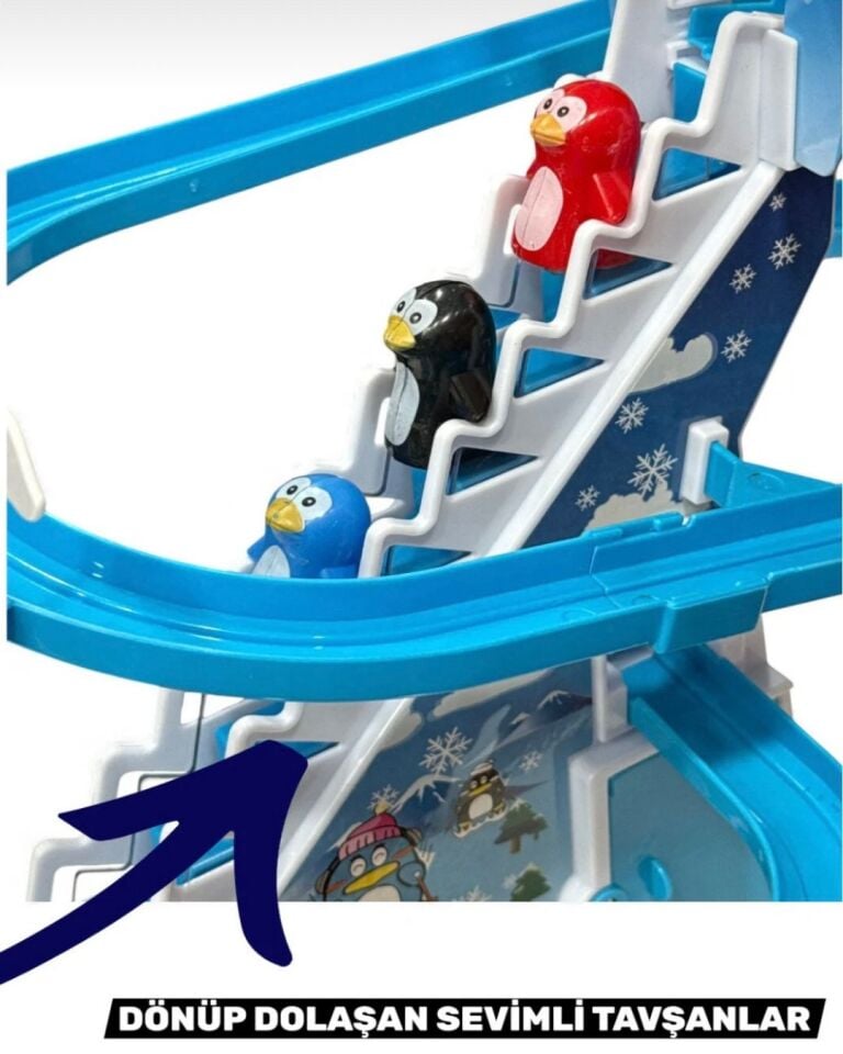 Merdivenli Penguen Seti | Müzikli ve Işıklı | Dön Dolaş Penguen Oyunu | Merdivenden Çıkıp Kaydıraktan Kayan Yavru Penguen
