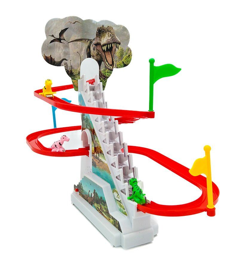 Kaydıraklı Dinozor Seti | Müzikli ve Işıklı | Dön Dolaş Dinozor Oyunu | Merdivenden Çıkıp Kaydıraktan Kayan Yavru Dinozor