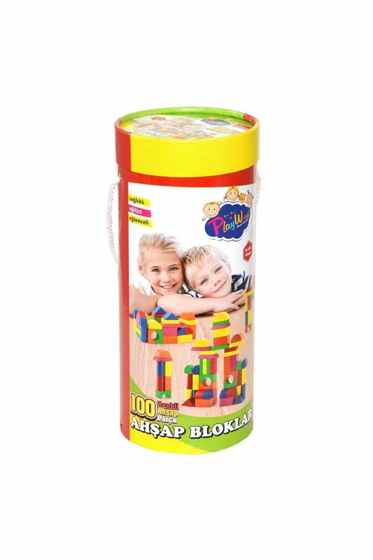 Ahşap Bloklar Çocuk Oyunu 100 Parça Renkli | Mavi Su Dünyası