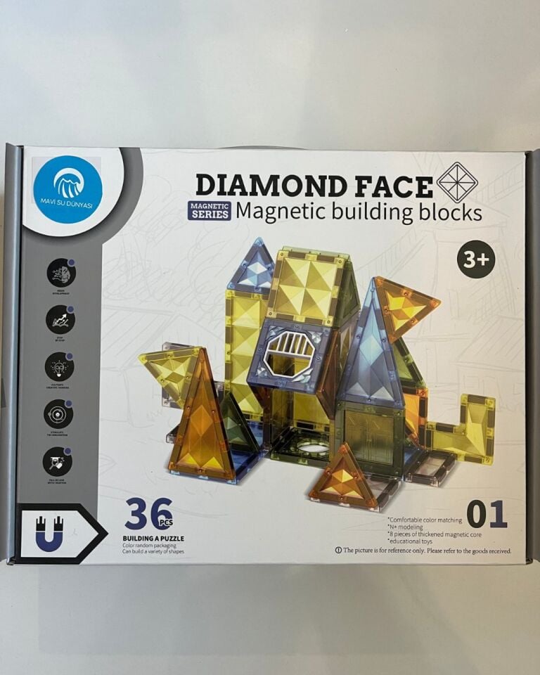 Manyetik Yapı Blokları | Çocuklar İçin 3 Boyutlu Renkli Mıknatıslı | 36 Parça Manyetik Blok Oyun Seti