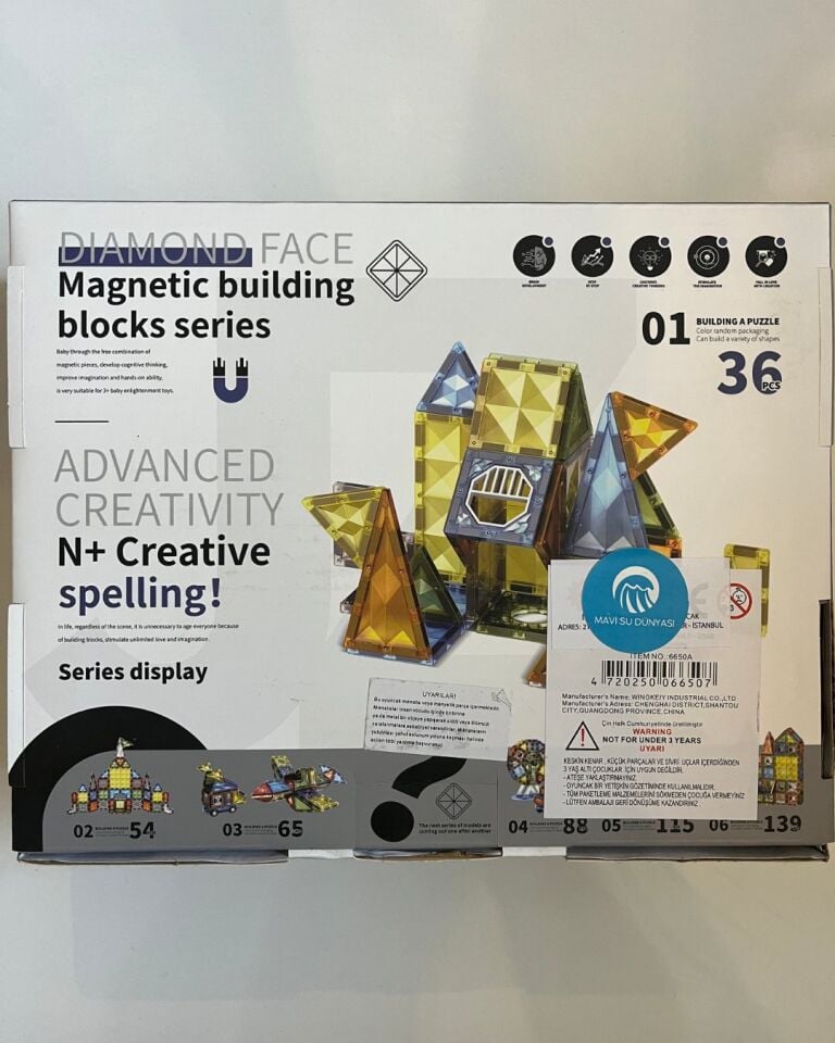 Manyetik Yapı Blokları | Çocuklar İçin 3 Boyutlu Renkli Mıknatıslı | 36 Parça Manyetik Blok Oyun Seti