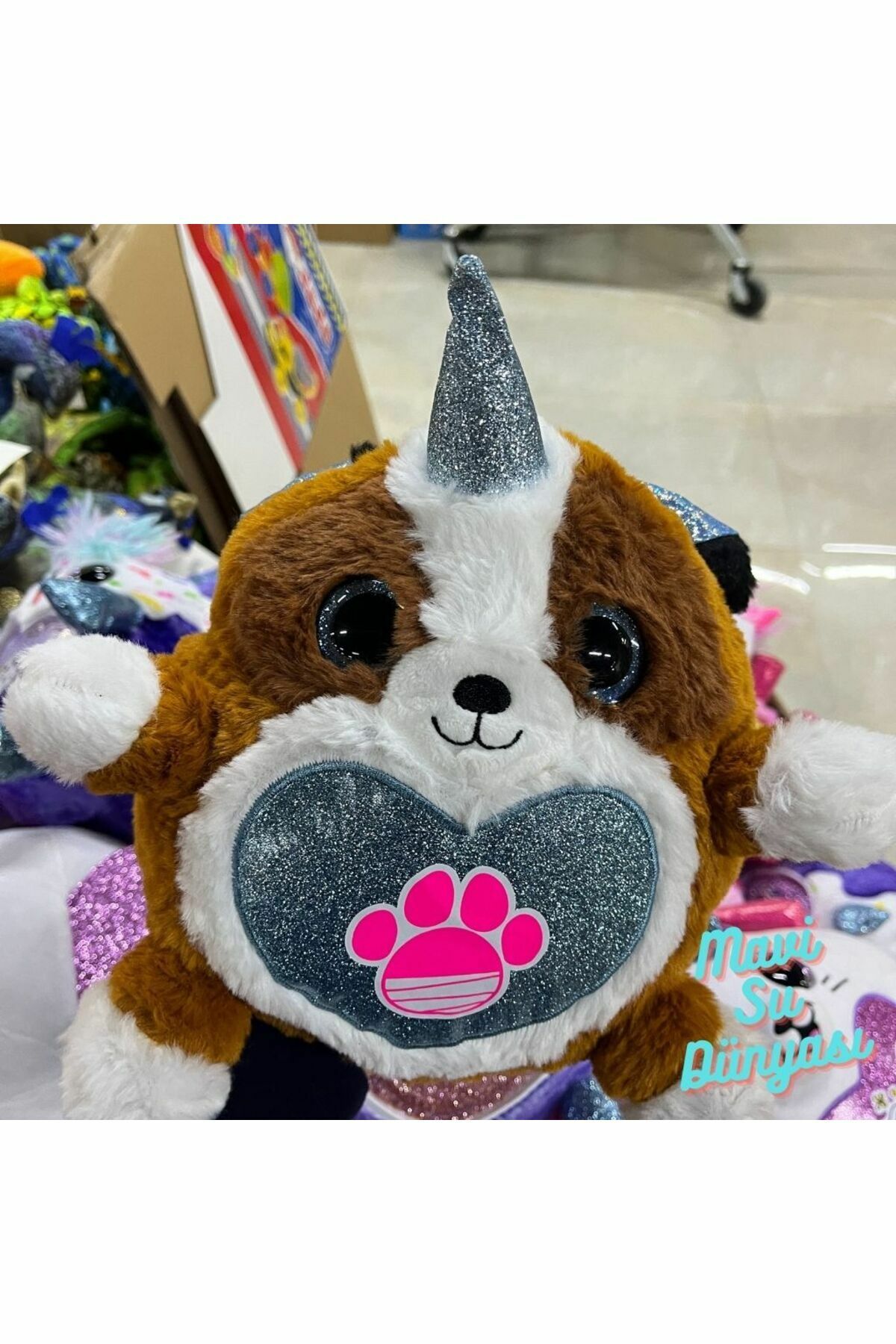 Peluş Ferby Kahverengi Beyaz Desenli - Mavi Su Dünyası