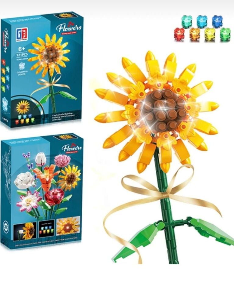 Işıklı Çiçek Lego | Işıklı Çiçekli Lego | 178 Parça Saksılı Ay Çiçeği Papatya Işıklı Lego