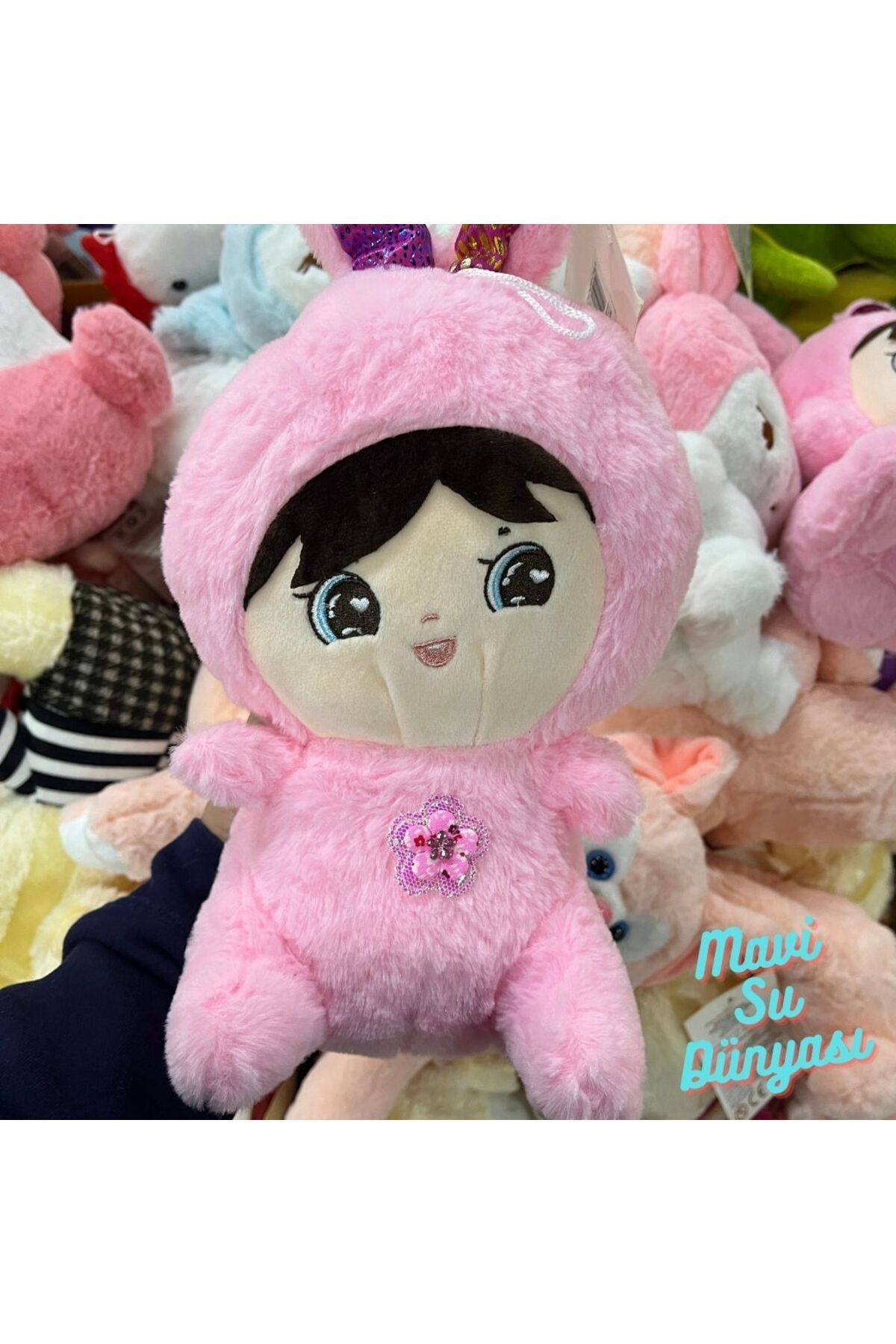 Peluş Pembe Renk Yüzlü 20 Cm - Mavi Su Dünyası