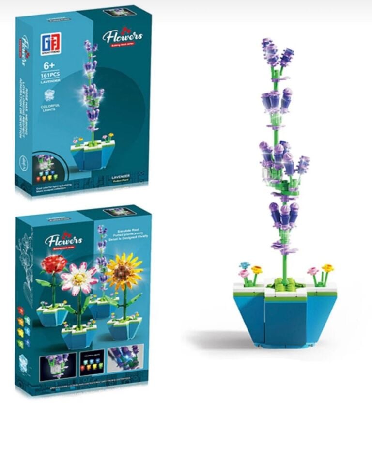 Işıklı Çiçek Lego | Işıklı Çiçekli Lego | 161 Parça Mor Lavanta Çiçek Işıklı Lego