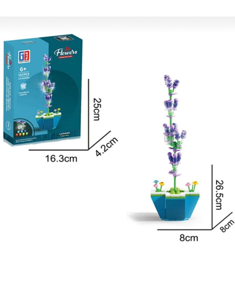 Işıklı Çiçek Lego | Işıklı Çiçekli Lego | 161 Parça Mor Lavanta Çiçek Işıklı Lego