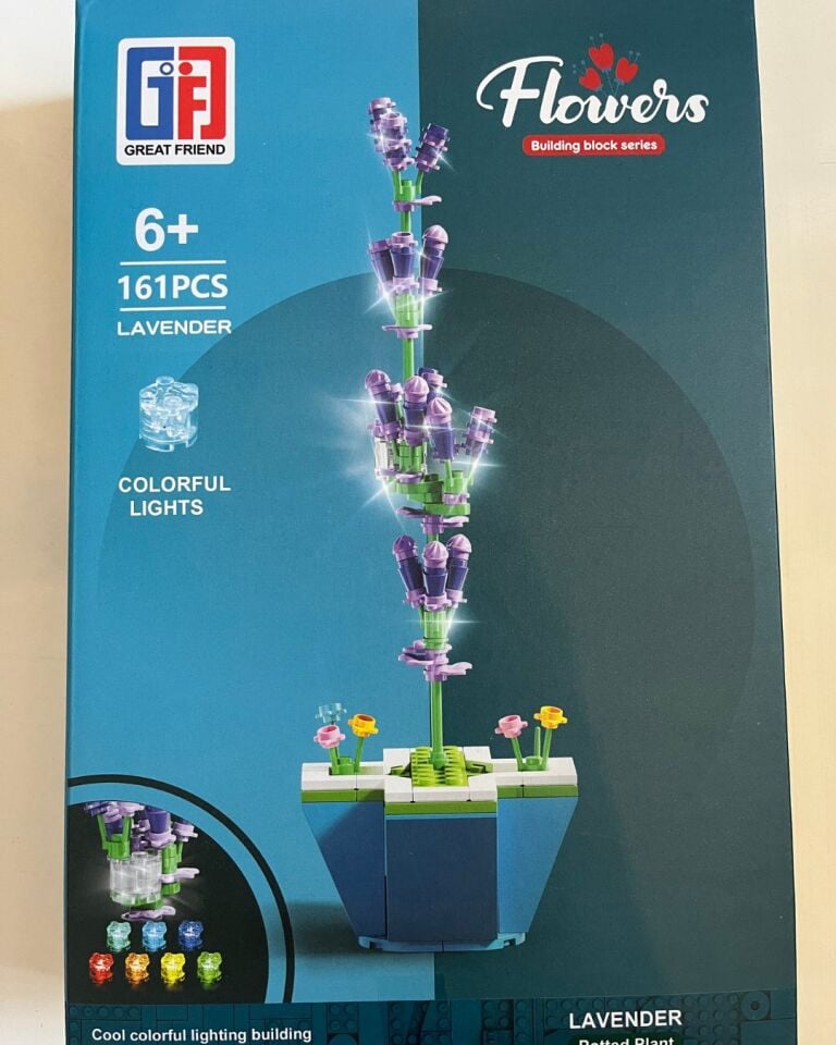 Işıklı Çiçek Lego | Işıklı Çiçekli Lego | 161 Parça Mor Lavanta Çiçek Işıklı Lego