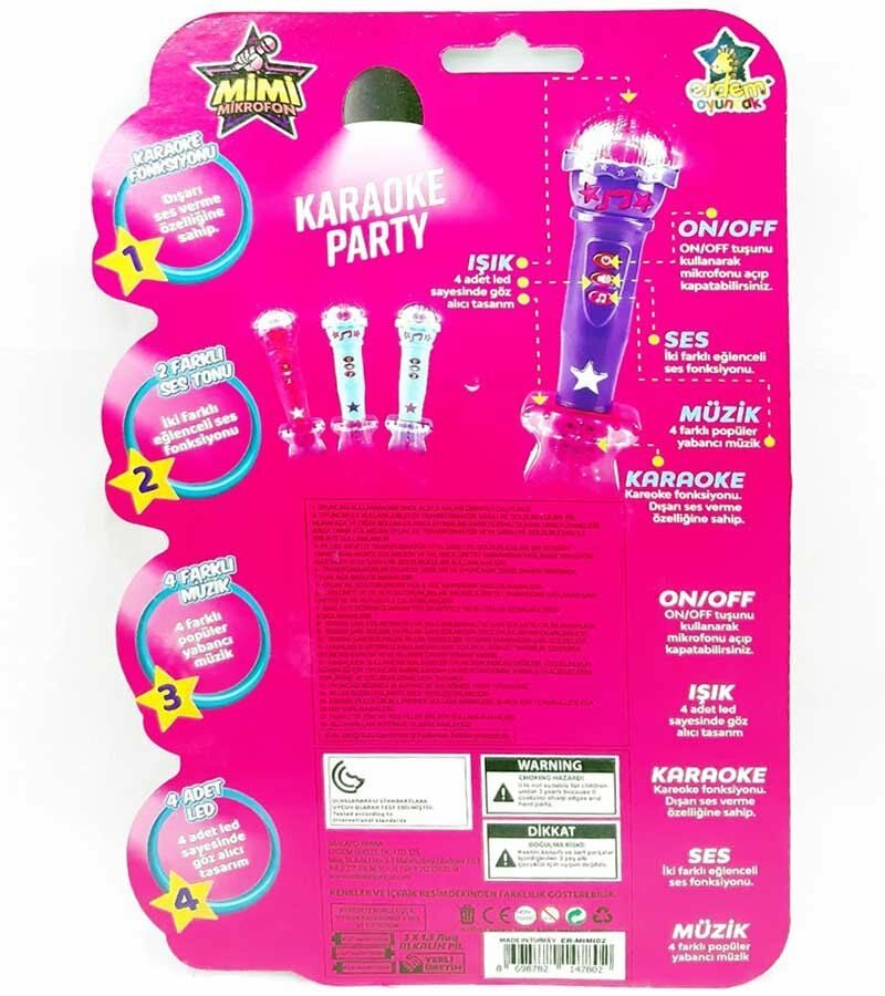 Işıklı Sesli Mikrofon Renkli - Mavi Su Dünyası