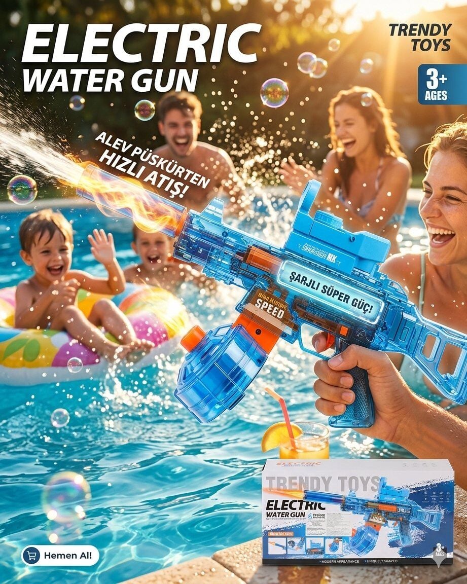 Kutulu Şarjlı Su Tabancası Mavi Renkli