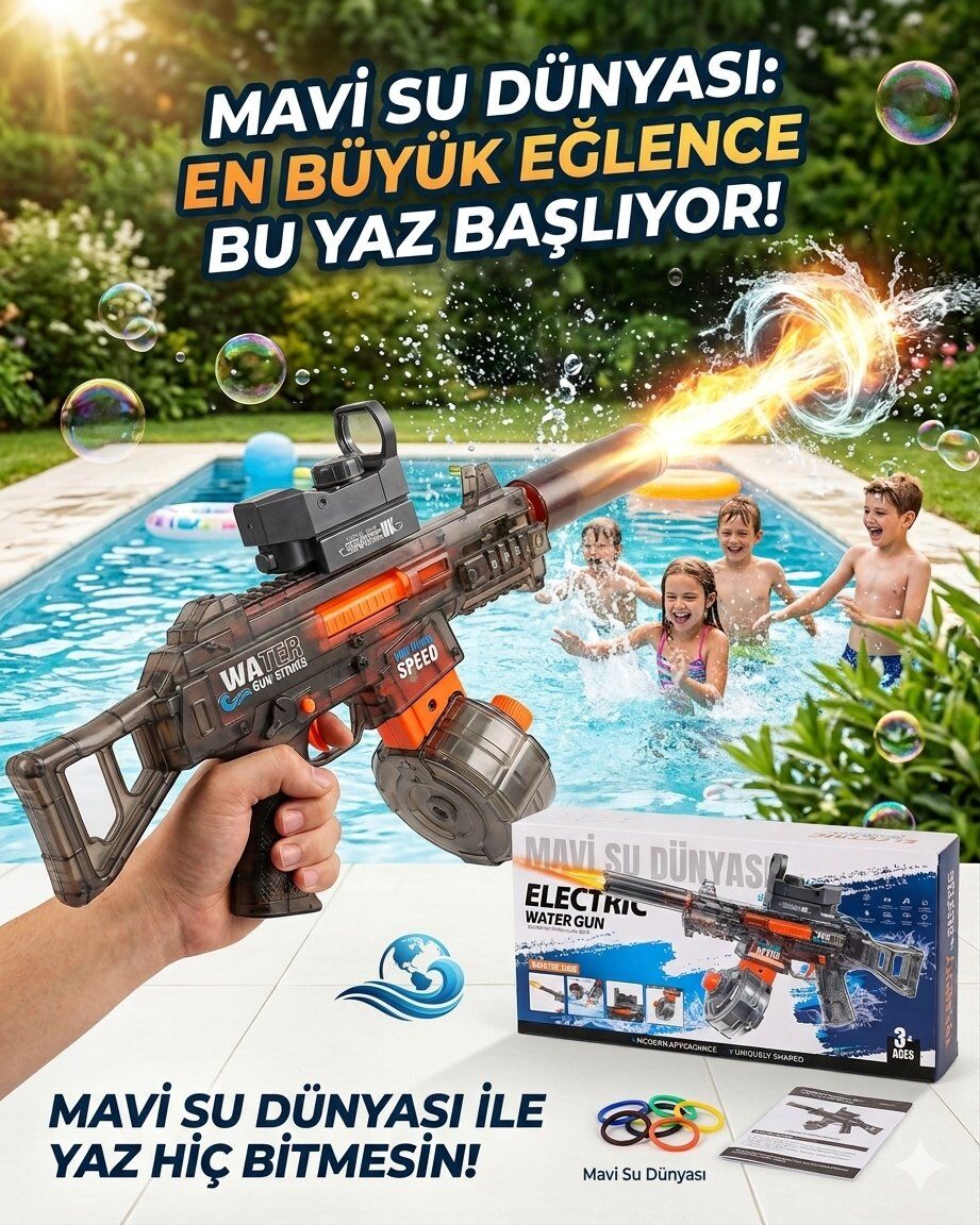 Kutulu Şarjlı Su Tabancası Siyah Renkli