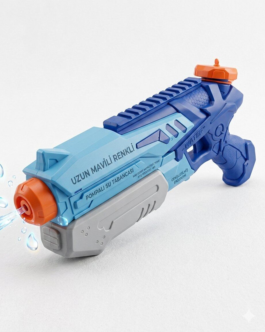 Pompalı Su Tabancası Uzun Mavili Renkli