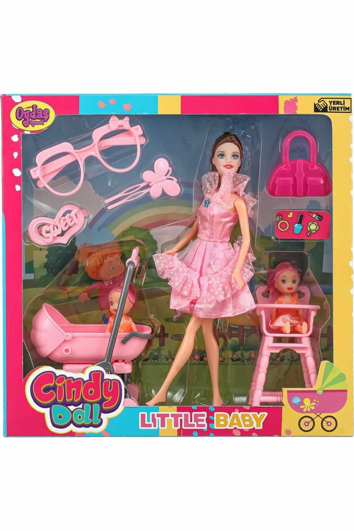 Pusetli Mama Sandalyeli Bebek Seti Cindy Doll Little Baby | Mavi Su Dünyası