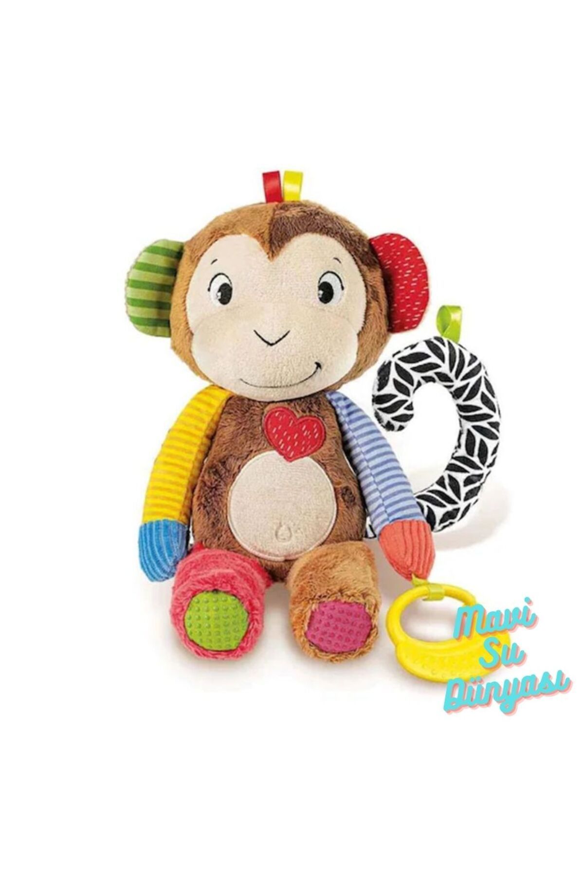 Peluş Minik Sevimli Maymun-3 Etkileşim Modu İlk Keşifler Müzik Çalan Uykulu - Mavi Su Dünyası