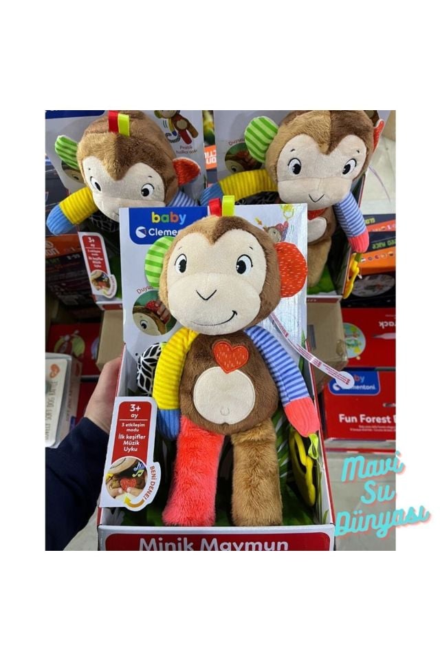 Peluş Minik Sevimli Maymun-3 Etkileşim Modu İlk Keşifler Müzik Çalan Uykulu - Mavi Su Dünyası