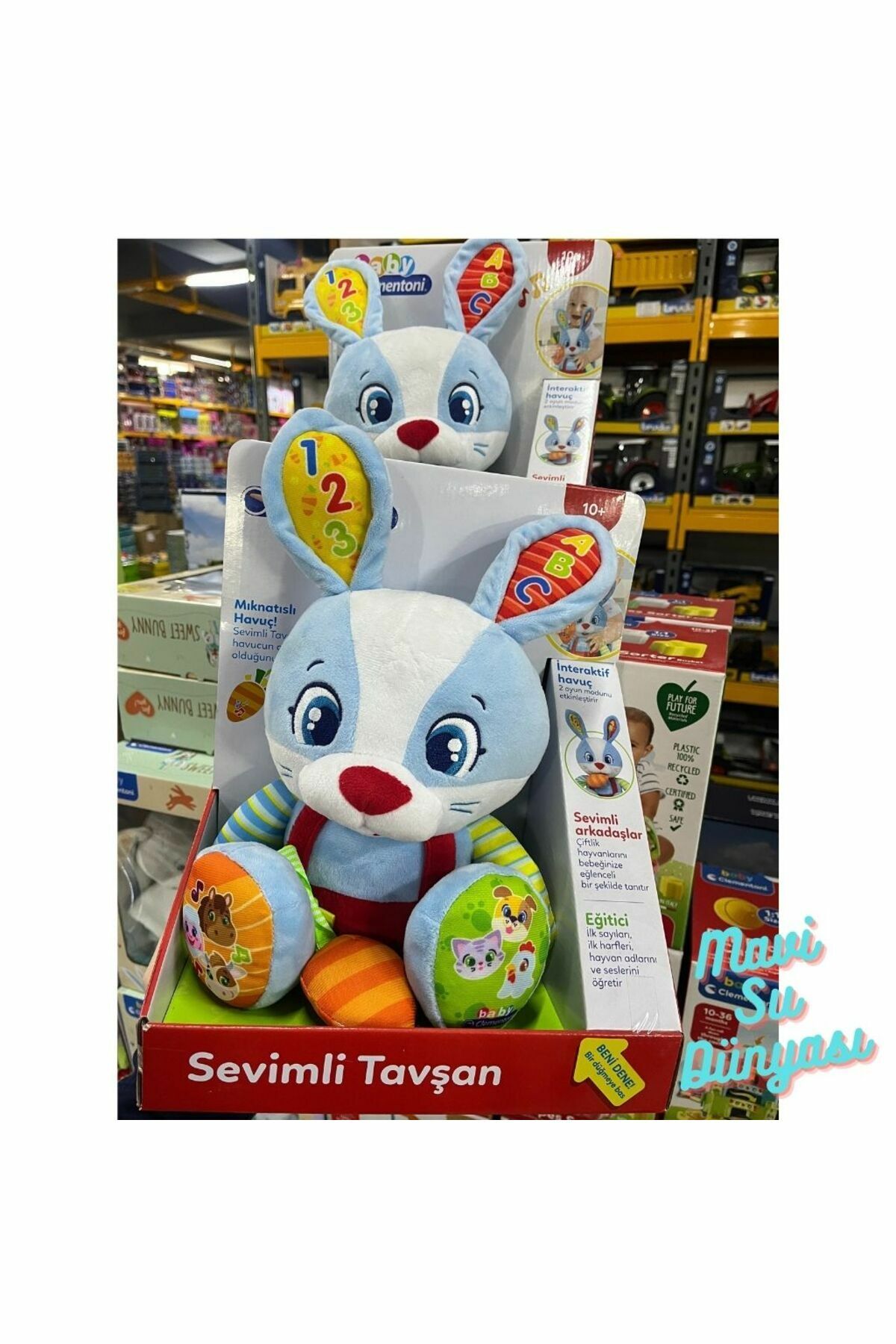 Peluş Minik Sevimli Tavşan- İlk Sayıları, İlk Hafleri ve Hayvanları Öğretir - Mavi Su Dünyası