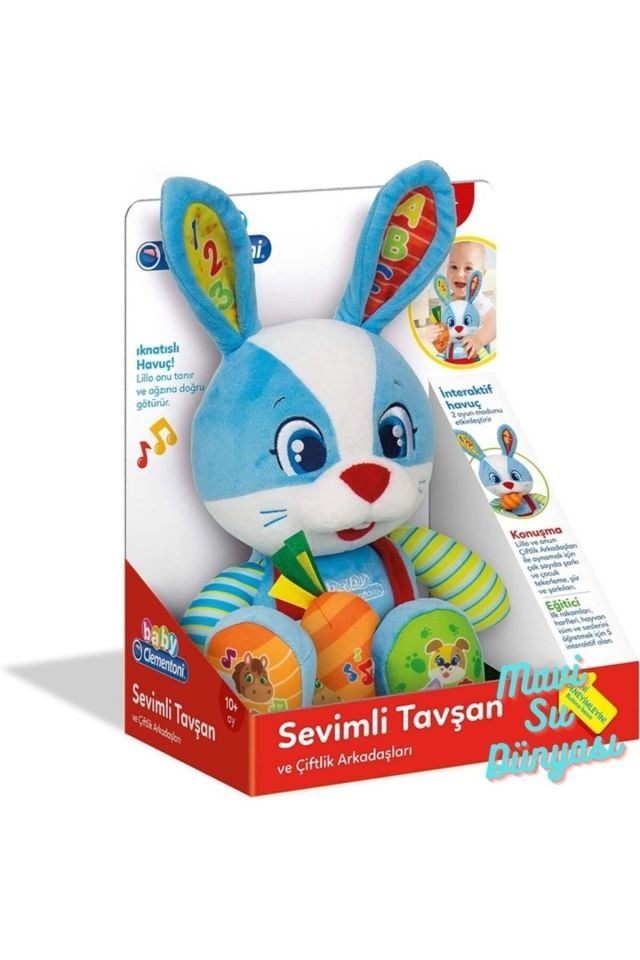 Peluş Minik Sevimli Tavşan- İlk Sayıları, İlk Hafleri ve Hayvanları Öğretir - Mavi Su Dünyası