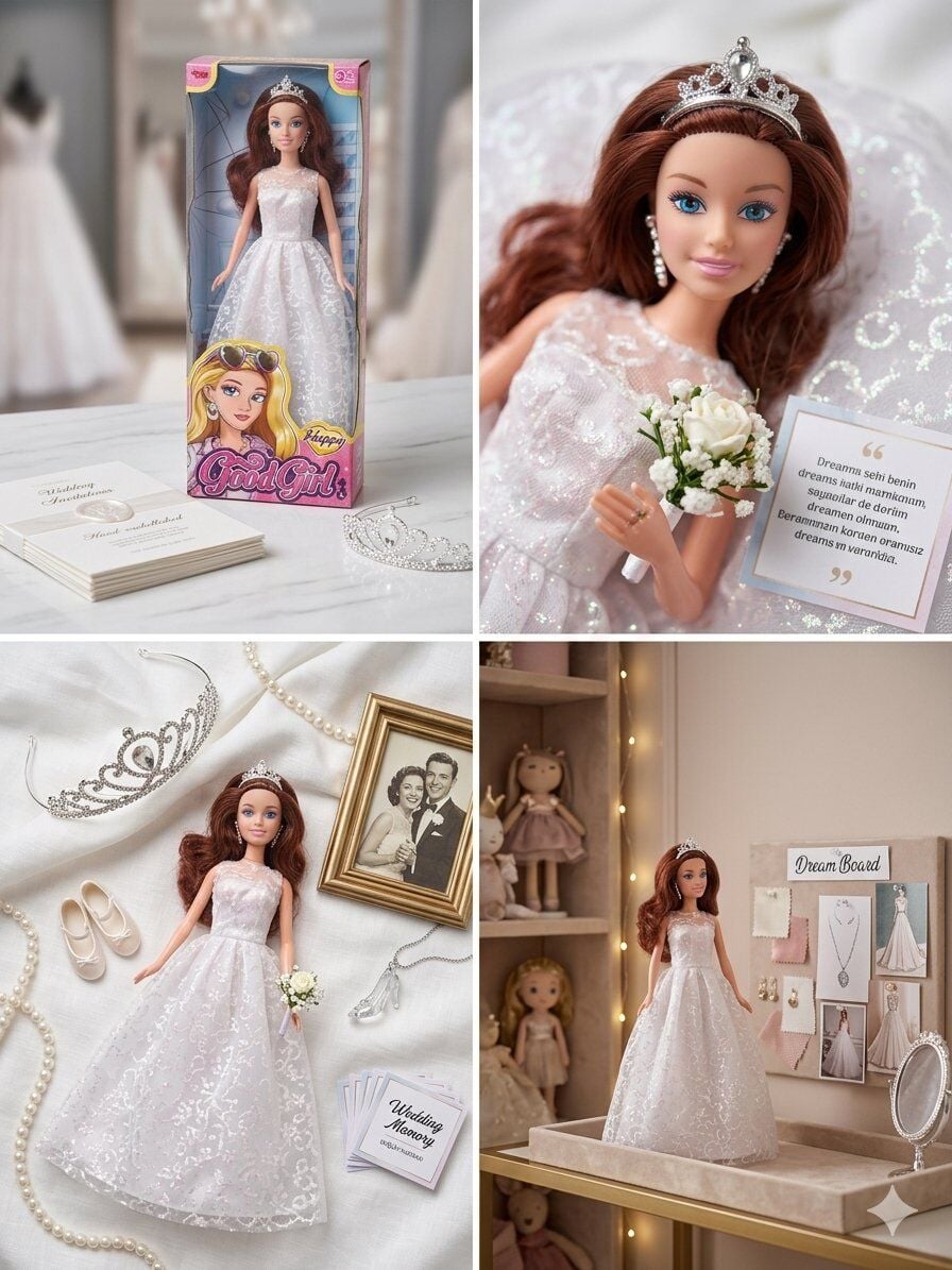 Gelinlikli Taçlı Beyaz Elbiseli Bebek 30 Cm Model Oyuncak Bebek Model Bebek