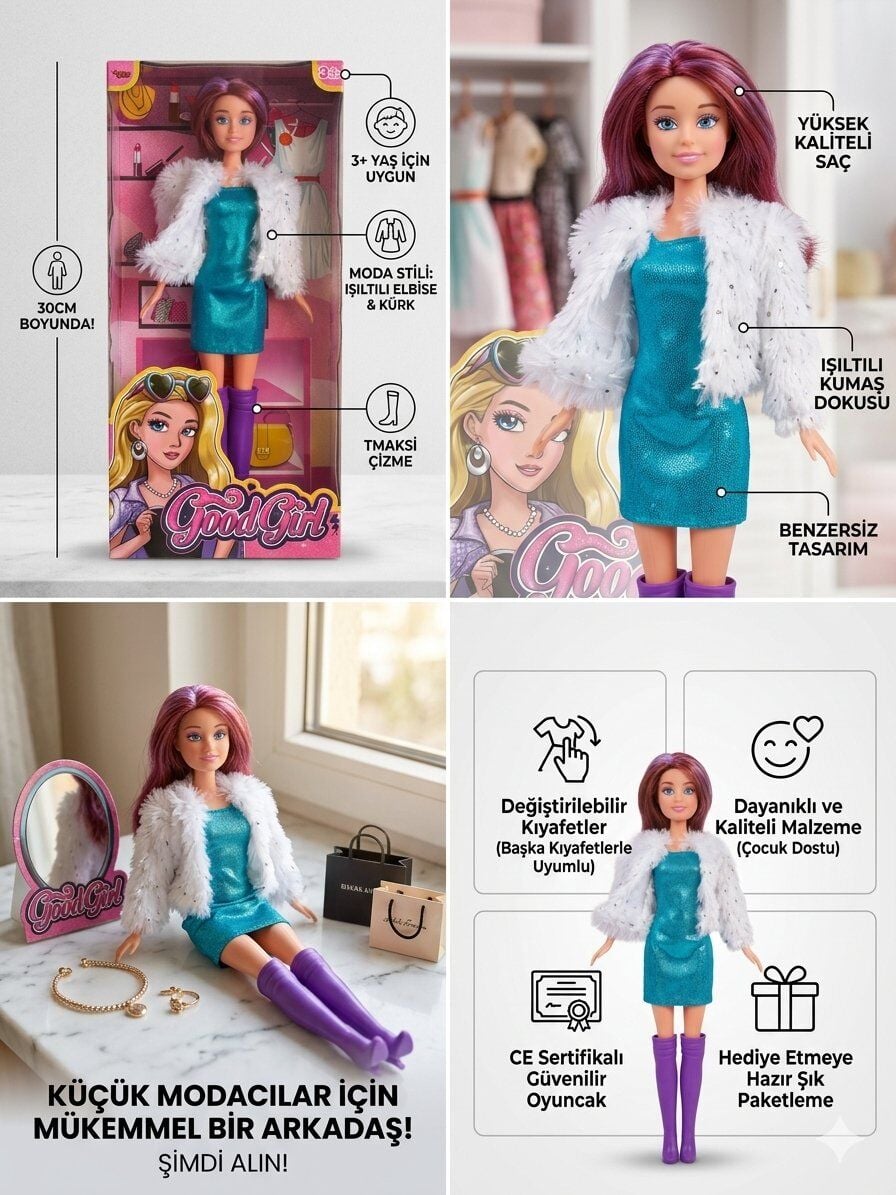 Ceketli Parlak Elbiseli Bebek 30 Cm Model Oyuncak Bebek Model Bebek