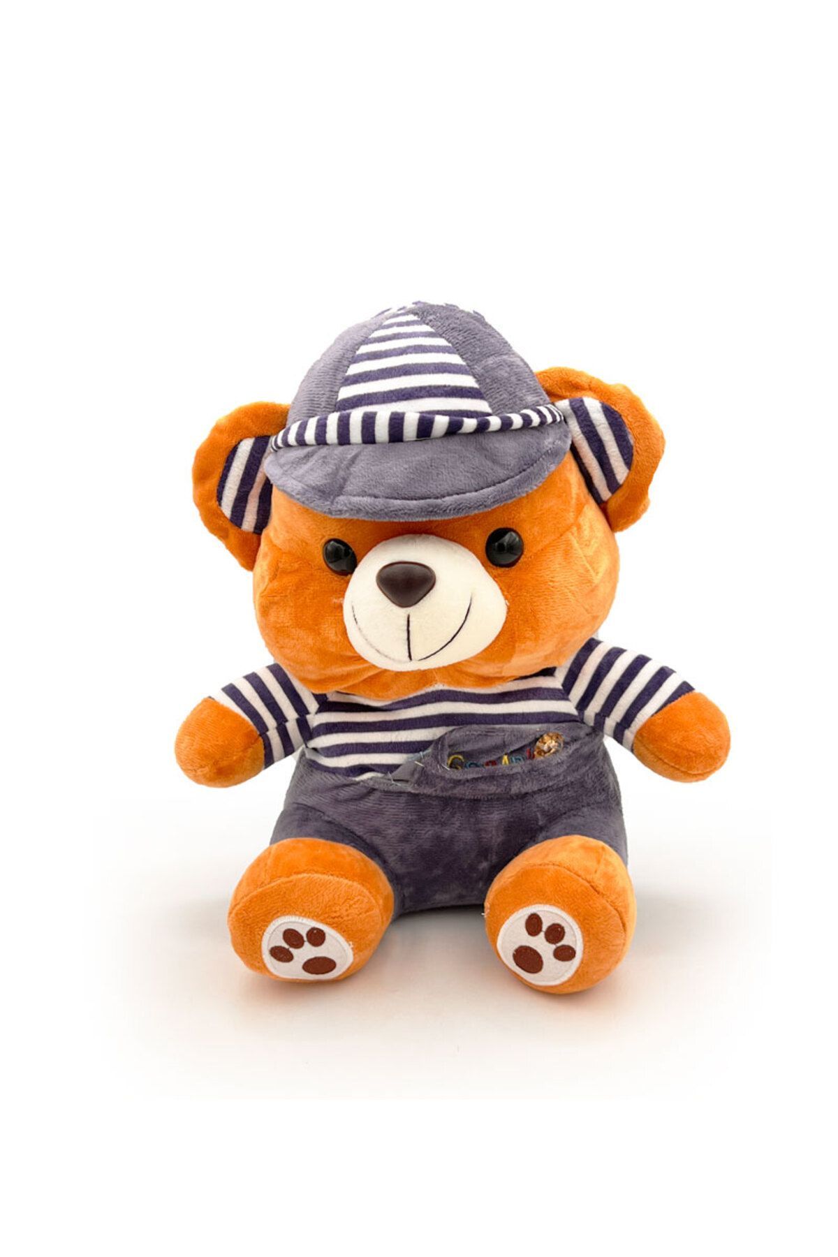 Peluş Ayı Çizgili Kazaklı Turuncu Renk - Mavi Su Dünyası