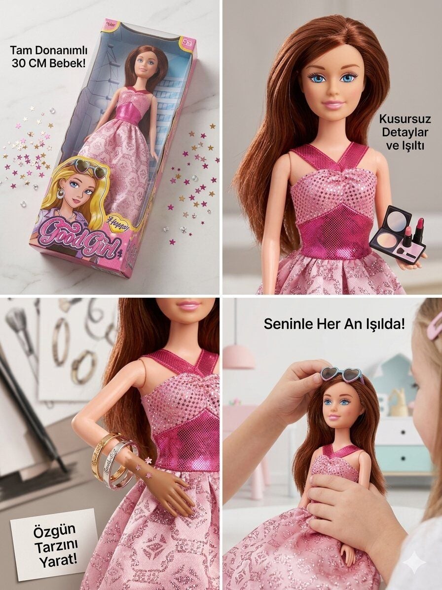 Pembe Elbiseli Model Bebek 30 Cm Model Oyuncak Bebek Model Bebek