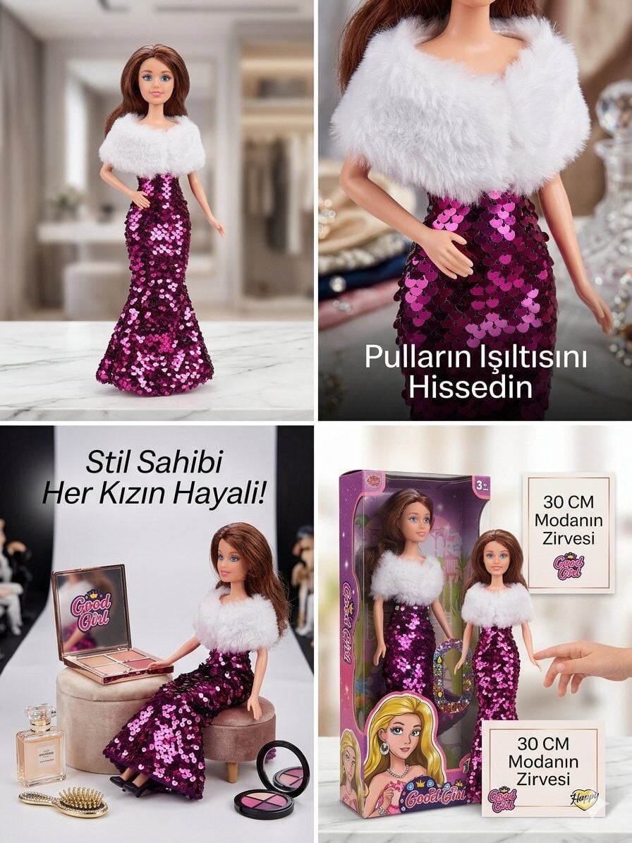 Pullu Elbiseli Havalı Bebek 30 Cm Model Oyuncak Bebek Model Bebek