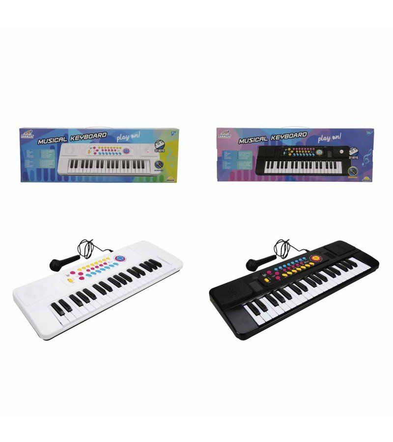 Mikrofonlu Elektronik Çocuk 37 Tuşlu Org - Mavi Su Dünyası BEYAZ