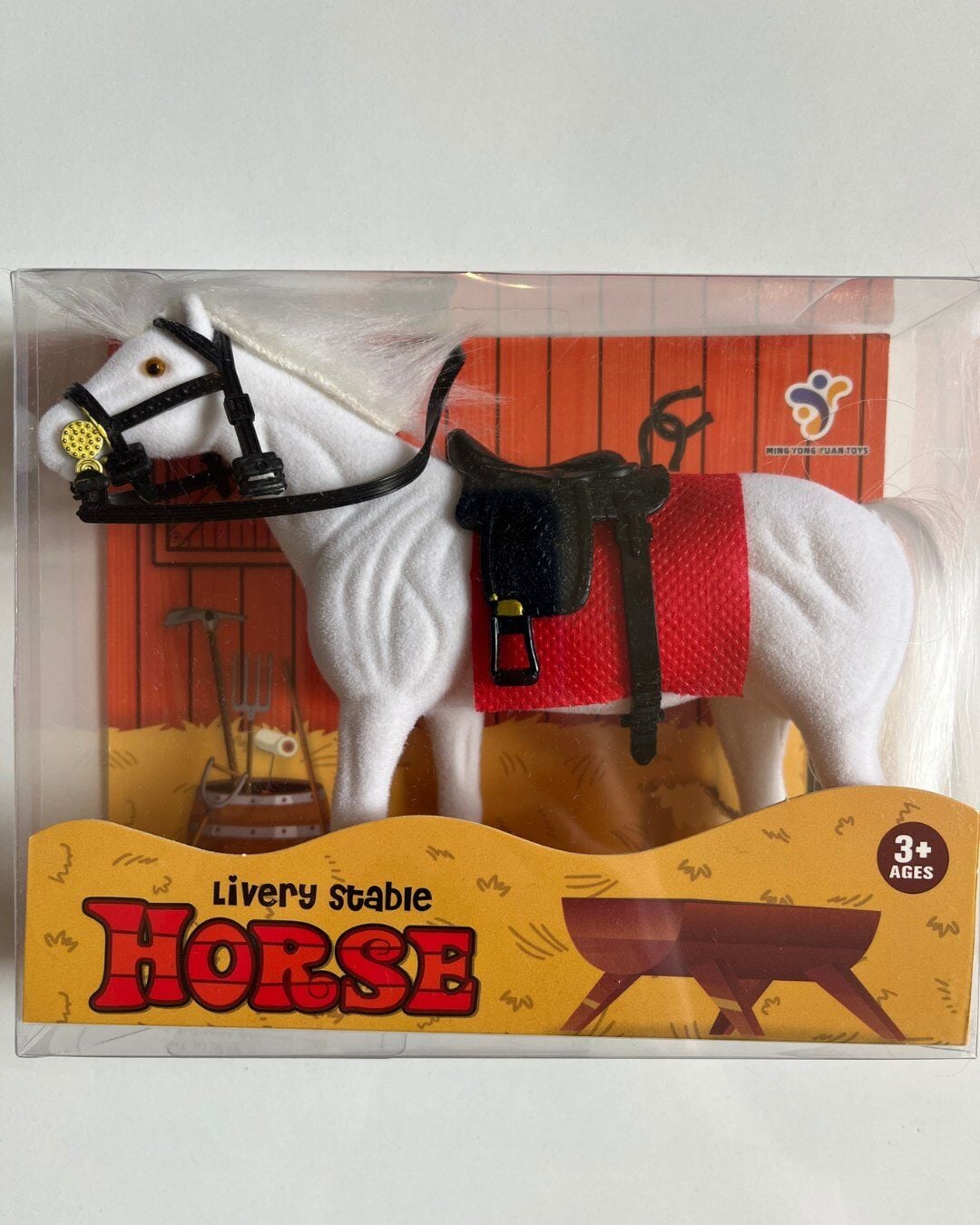 Floklu At Hayvan Oyuncak | Beyaz At | Horse Kaliteli ve Gösterişli At | 14 Cm x 11 Cm