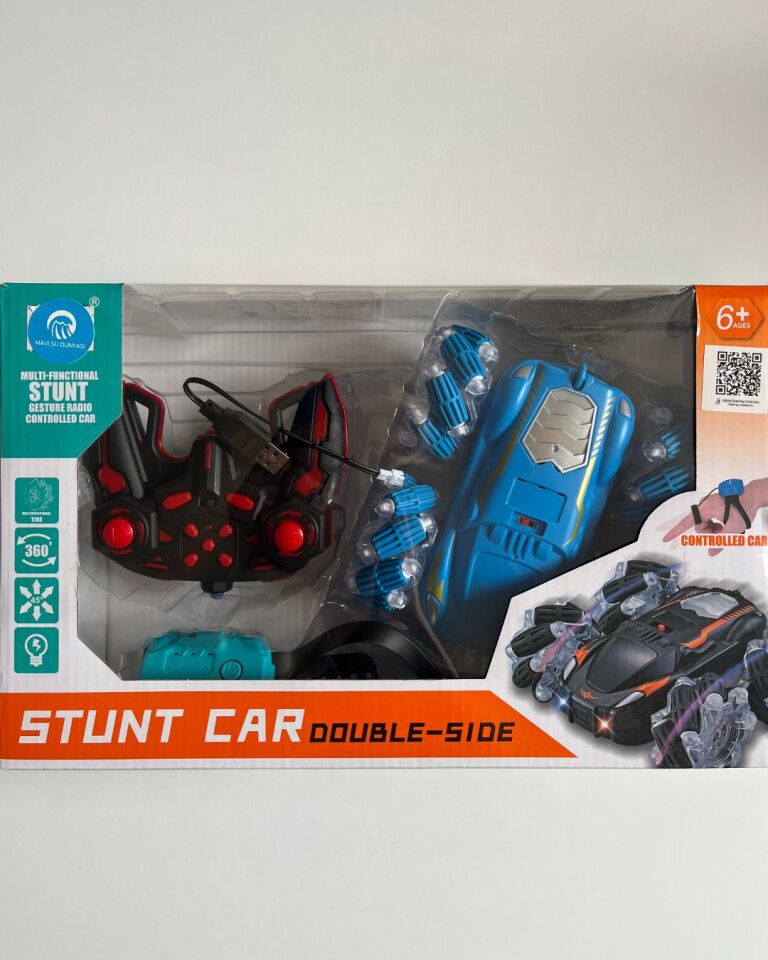 Uzaktan Kumandalı El Kontrollü 2.4G Şarjlı ve Işıklı 15 Cm Araba | Full Fonksiyonlu Mavi Renkli Araba |360 Derece Dönebilen Araba | Yan Giden