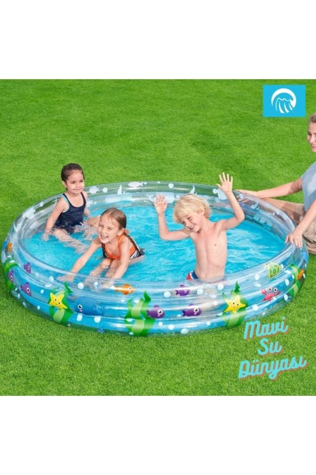 Havuz 3 Bölmeli Desenli Renkli 183 Cm x 33 Cm