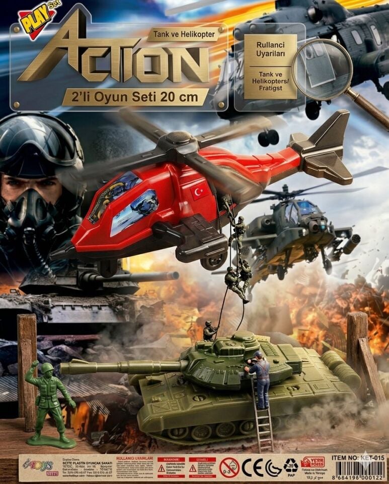 Helikopter ve Tank Seti  2'li Oyun Seti 20 Cm