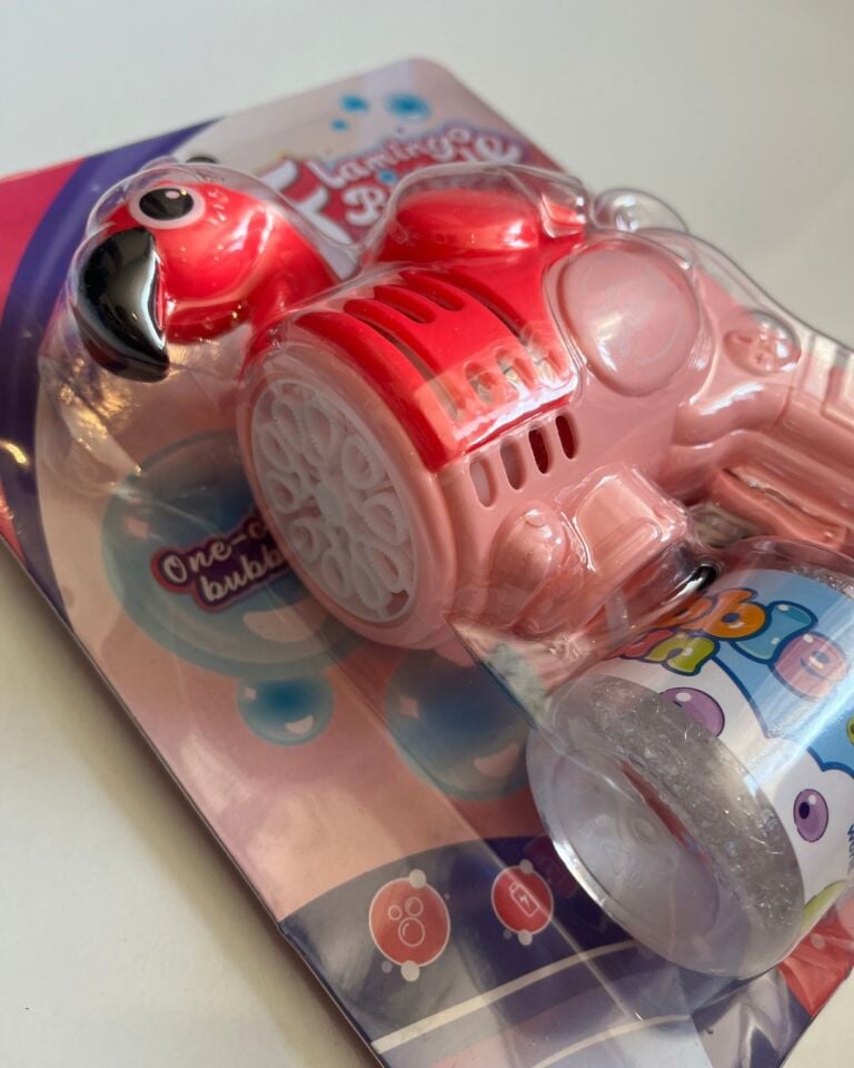 Flamingolu Köpük Tabancası Bubble Pilli Su Köpük Tabancası 20 Cm Pembe