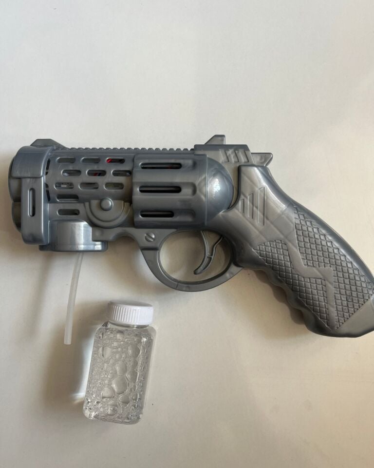 Köpük Tabancası Bubble Pilli ve Işıklı Tabanca 21 Cm Gri