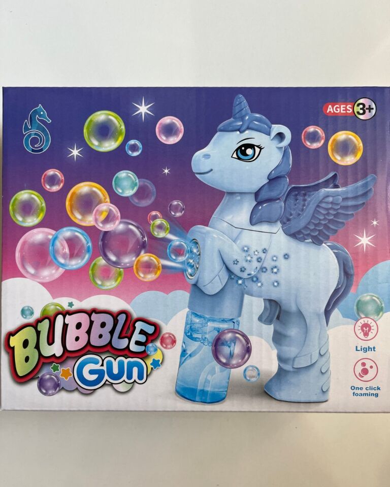 Unicorn Köpük Tabancası Bubble Pilli ve Işıklı 18 Cm Mavi
