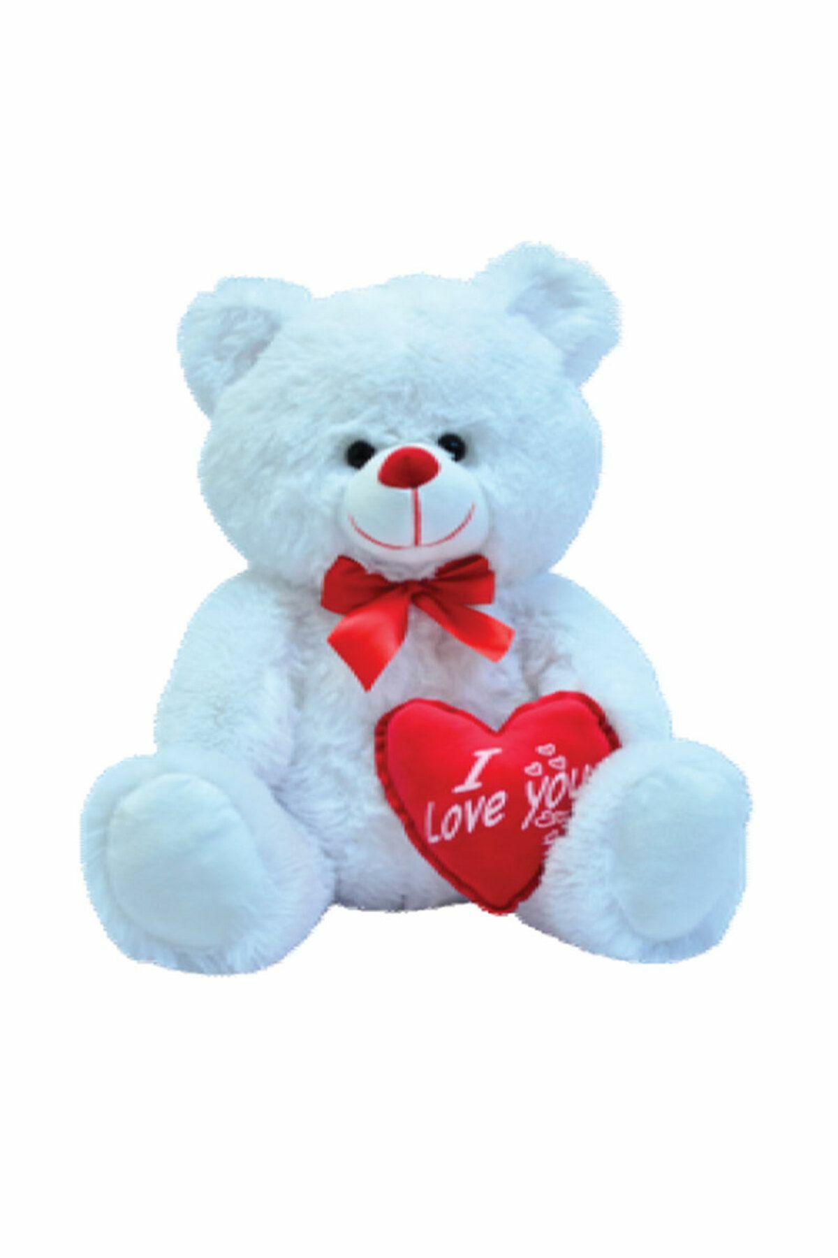 Peluş Kalpli Ayı 50 Cm Beyaz - MAVİ SU DÜNYASI