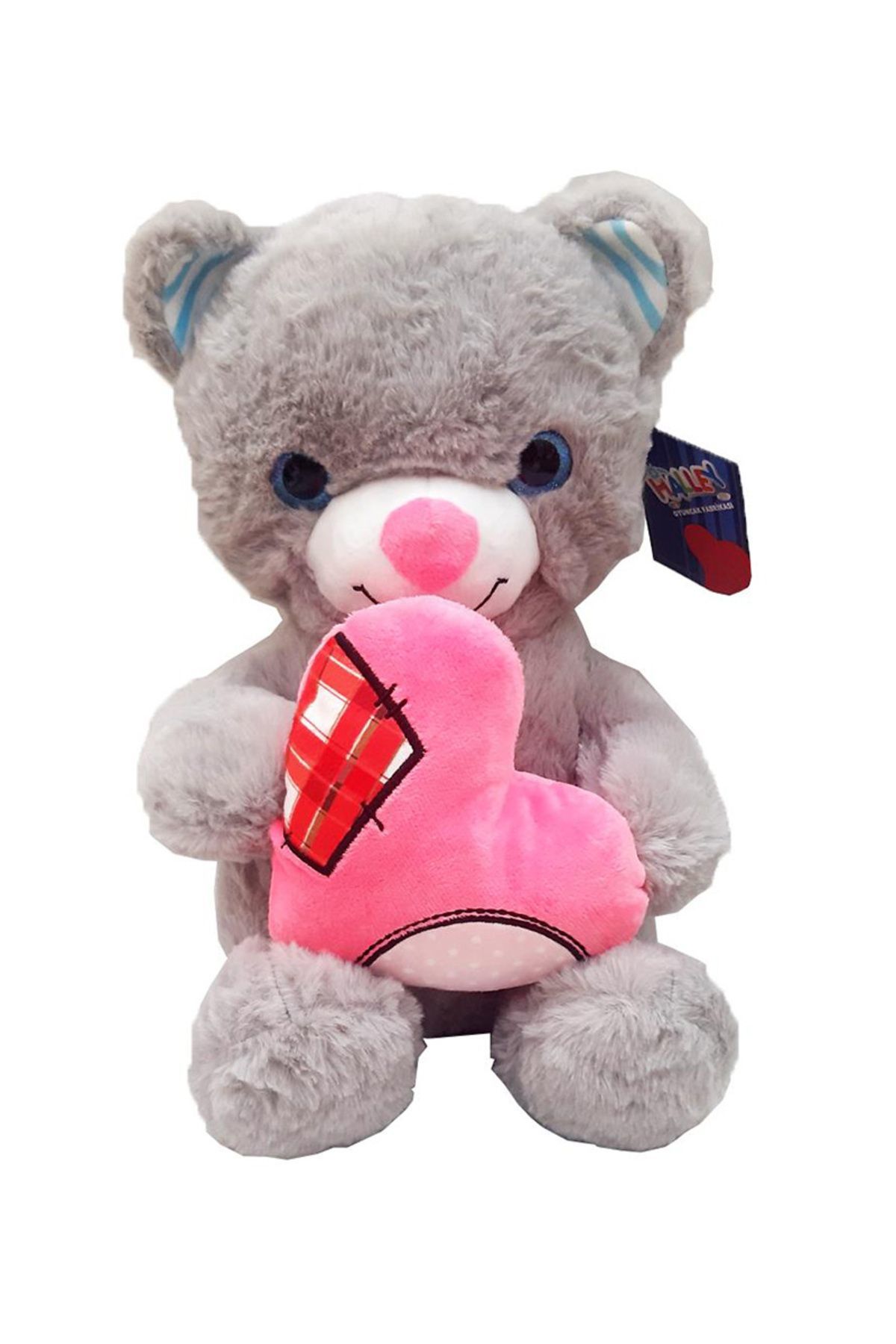 Peluş Pembe Burunlu Ayı 35 Cm Gri - MAVİ SU DÜNYASI