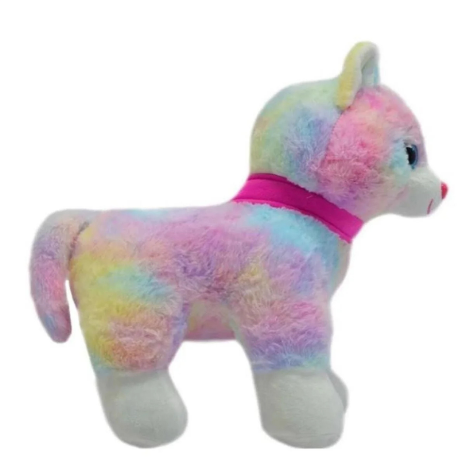 Ses Çıkaran Pembe Tokalı Peluş Kedi 30 Cm - Mavi Su Dünyası