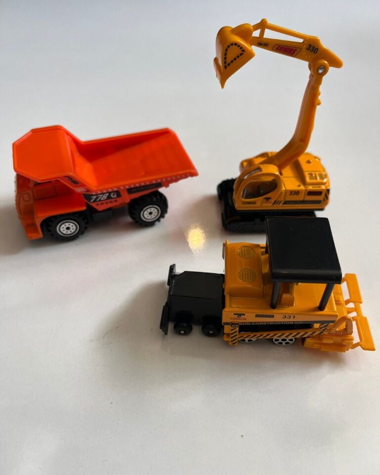İnşaat Araçları Seti 3 Parça Sarı Turuncu Renkli 8 Cm